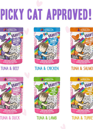 Weruva B.F.F. OMG - Best Feline Friend Oh My Gravy!, Rainbow A Gogo Variety Pack! Cat Food, 3oz Pouch (Pack of 12)