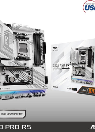 ASRock X870 Pro RS AMD Ryzen Socket AM5 ATX Motherboard DDR5 DIMMs 8000 MHz 256 GB PCIe Gen5 SATA3 6.0 Gb/s