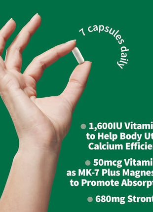 Garden of Life Calcium Supplement - Vitamin Code Grow Bone Made with Whole Foods, Strontium, Magnesium, K2 MK7, Vitamin D3 & C Plus Probiotics for Gut Health, 30 Day Supply