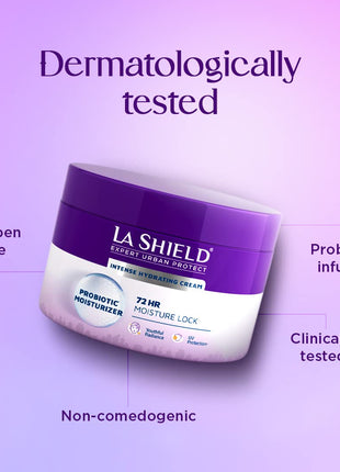 La Shield Probiotic Moisturizer Face Cream | Restores skin microbiome | 72 HR Hydration | Soft & Supple skin | For All Skin types | 100 gm