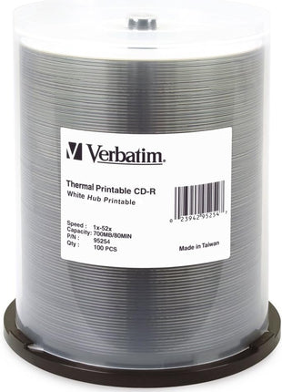 Cd-R 80min 700mb 52x Thermal Hub White Printable 100pk Spindle