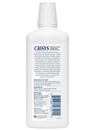 CloSYS Ultra Sensitive Mouthwash, 32 Oz, Alcohol Free Mouthwash, Unflavored Mouth Wash, Dye Free, pH Balanced, Helps Soothe Entire Mouth | Unflavored Mouth Wash, Dye Free, pH Balanced, Helps Soothe Entire Mouth
