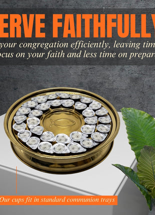 Pre-Filled Communion Cups with Larger Tab and Wafer Set - Box of 100 - Made with Concord Grape Juice & Wafer - Made in the USA
