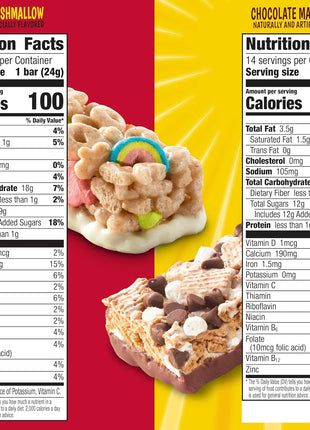 Lucky Charms and Golden Grahams S'mores Cereal Treat Bars, Snack Bars, Variety Pack, 28 Ct, 26.7 oz