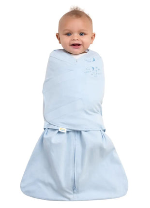 HALO 100% Cotton Sleepsack Swaddle, 3-Way Adjustable Wearable Blanket, TOG 1.5, Baby Blue, Newborn, 0-3 Months