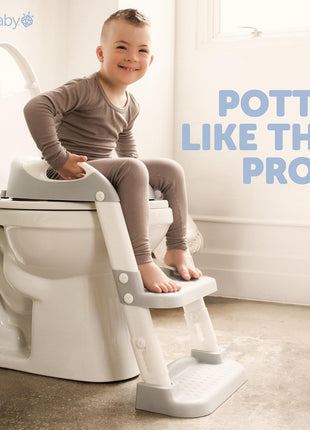 Jool Baby Potty Training Seat with 2 Step Ladder for Toddlers - Splash Guard, Adjustable Height (Gray)
