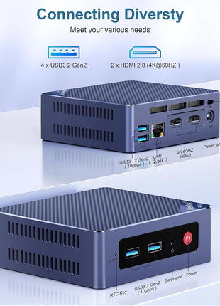Beelink Mini PC Intel 12th N95(Up to 3.4GHz), 8GB DDR4 256GB SSD, Micro PC 4K Dual HDMI Display/2.5Gbps LAN/WiFi5/BT4.2/USB3.2/WOL Home/Office Mini Computer