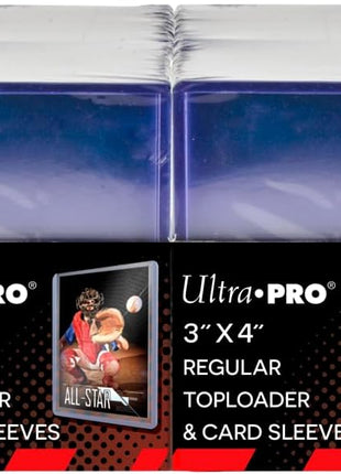 Ultra PRO 3 inch x 4 inch Clear Regular Toploaders for Cards with Card Sleeves Bundle Standard Size 200ct Trading Baseball Toploader Card Sleeve Protectors