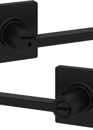 Kwikset Casey Interior Privacy Door Handle with Lock, Door Lever For Bathroom and Bedroom, Matte Black Reversible Keyless Turn Lock, with Microban Protection