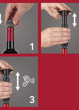 Vacu Vin Wine Stopper Set – 6 Pack Wine Bottle Stopper Cork Alternative – Vacuum Wine Stoppers for Wine Bottles – Reusable Rubber Bottle Stoppers for Wine Saver Pump – Gray