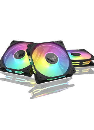 ASUS TUF Gaming TR120 ARGB Reverse Fan Black Triple Pack Higher Cooling Performance, Extra-Thick 28mm Frame, Double-Layer LED Array, Aura Sync, PWM, 2 Year Warranty