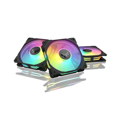 ASUS TUF Gaming TR120 ARGB Reverse Fan Black Triple Pack Higher Cooling Performance, Extra-Thick 28mm Frame, Double-Layer LED Array, Aura Sync, PWM, 2 Year Warranty