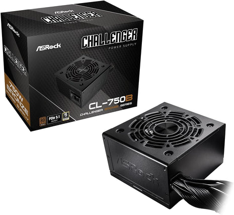 ASRock Challenger Power Supply 750W ATX 2.52 120mm Golf Blade Fan 5 Years Warranty CL-750B 80 Plus Bronze Certified Non-Modular PCIe5.1 12V-2x6 Cable