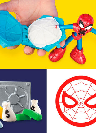 Play-Doh Marvel Spider-Man Launch & Slice Battle Playset with 2 Bendy Action Figures and 7 Accessories, Imagination Toys for Boys & Girls 4 Years & Up