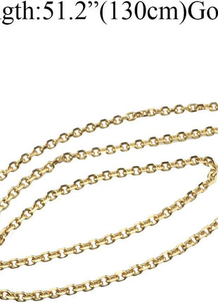 HAHIYO Mini Pochette Purse Chain Strap Thin Wide 6mm for LV Length 51.2 inches Thick 2mm Shiny Gold for Shoulder Cross Body Sling Handbag Wallet Clutch Comfortable Flat Metal Strap 1 Pack