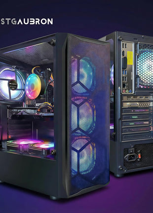 STGAubron Gaming PC Desktop,Core I7,RX 580 8G,16G RAM,512G SSD | Gaming Computer Tower for Streaming,Video Editing,Home,School,I7 up to 3.9GHz,ARGB Fan,WiFi 6,BT 5.0,4K DP,HDMI,Win11 Home