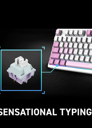 msi Forge GK600 TKL W Violet US - Mechanical Linear SWITCHES - Dye-Sublimated PBT Keycaps, Anti-Slip Base, RGB LED, USB 2.0, Bluetooth, 2.4 GHz - Tenkeyless