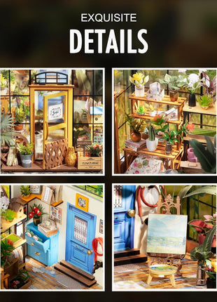 Rolife DIY Miniature Greenhouse Kits for Adults - Cathy's Flower House | Beginner-Friendly Diorama Kits Mayberry Street Tiny House For Adults, Birthday/Christmas Decor Crafts Gifts For Plant Lovers