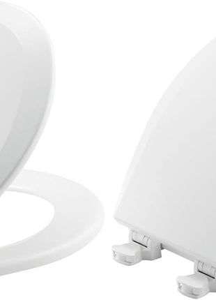 BEMIS 500EC 390 Toilet Seat with Easy Clean & Change Hinges, 1 Pack Round, Cotton White | Durable enameled wood resists chipping & scratching, fits all standard round toilets, Made in USA, 500EC 390