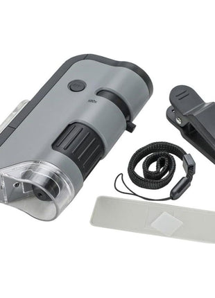 Carson MicroFlip 100x-250x, LED UV Pocket Microscope with Smartphone Clip, STEM Education (MP-250)