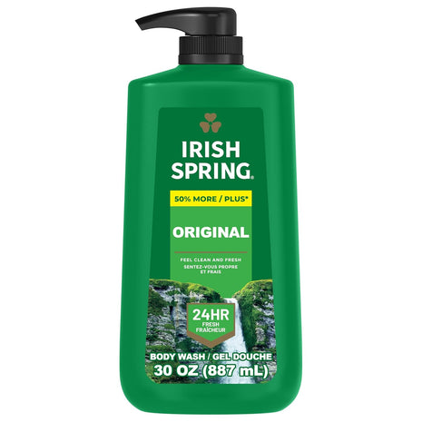 Irish Spring Body Wash for Men, Original Scent, 887 mL | Face and Body Wash, Men's Body Wash, Paraben-Free, Moisturizing, Retains Skin's Natural Moisture, Grooming