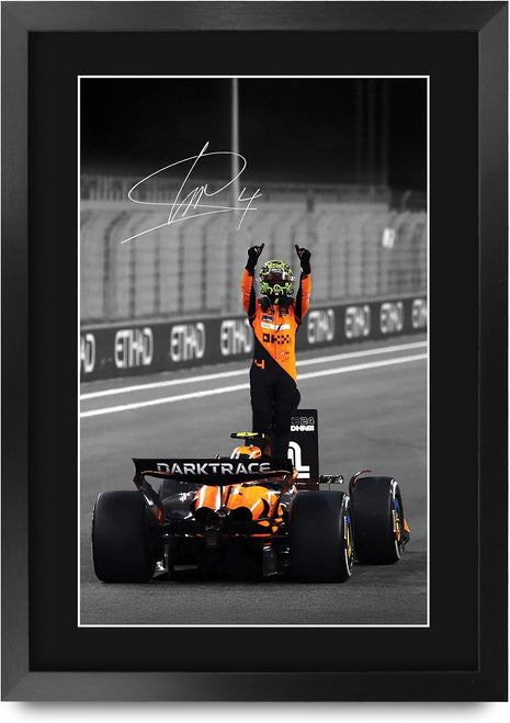 HWC Trading Lando Norris McLaren Scene 104 Gifts Printed Signed Autograph Picture for F1 Formula 1 Racing Fans - 16 inch x 12 inch Framed