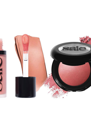 Saie Cheek Flush Duo - Dew Liquid Blush (.40 oz, Rosy), SuperSuede Baked Powder Blush (.01 oz, Mia) - Layerable, Skin-Nourishing Blushes for a Seamless Radiant Finish