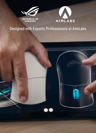 ASUS ROG Harpe Ace Aim Lab Wireless Esports Gaming Mouse Aim Lab Settings Optimizer, Pro-Tested, Right-Handed, 54g Lightweight, Tri-Mode Connectivity, 36K DPI, 90Hr Battery, PC/Mac Support - White