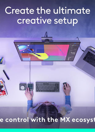 Logitech MX Creative Console, 9 Customizable LCD Keys, Stream Deck Accessories,Connectivity Technology USB-C, Control Dial for Graphic Design, Zoom, Spotify - Graphite, 3-Month Adobe Cloud Membership