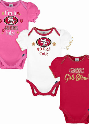 Gerber NFL Baby-Girls NFL Team 3 Pack Short Sleeve Onesie Bodysuit