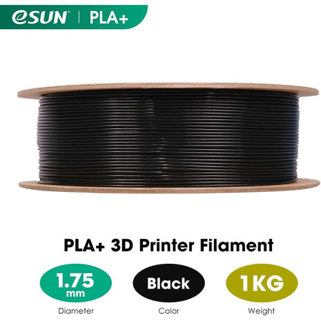 eSUN PLA Filament 1.75mm, 3D Printer Filament PLA Plus, Dimensional Accuracy  0.03mm, 1KG Spool (2.2 LBS) 3D Printing Filament for 3D Printers, Black