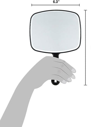 ForPro Hand Mirror with Handle, 6.3Wx9.6L in, Black | for Salon & Makeup Application, Vanity Mirror, Magnifying Makeup Mirror, Salon Mirror, Salon & Spa Essentials