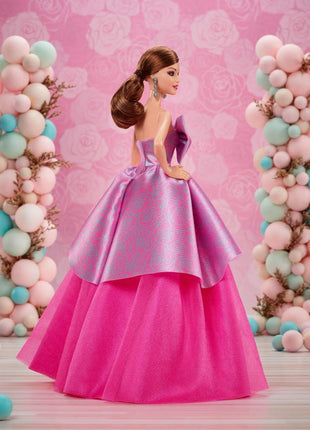Barbie Signature Birthday Wishes Doll, Collectible Fashion Doll in Satiny, Pink Dress with Wavy Brown Hair and Giftable Packaging