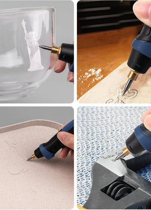25W Engraving Pen, 6 Speed Power Engraving Tool, Handheld Engraver Pen with Tungsten Carbide Steel Bits for Wood Metal Glass Professional Etching Tool