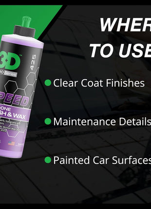3D Speed All-In-One Polish & Wax – Scratch & Swirl Remover, Clear Coat Safe Paint Sealant – High Gloss Finish, Easy Application – 16oz – Made in USA