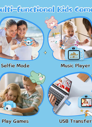 Kids Camera for Boys and Girls, GPOSY Digital Camera for Kids, Toddler Camera Christmas Birthday Toy Gifts for Kids Age 3 4 5 6 7 8 9 10 with 32GB SD Card, Video Recorder 1080P HD(Blue)