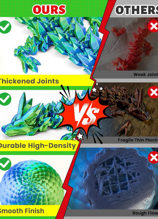 TBOLINE 12" 3D Printed Dragon Egg, Cool 3D Printer Articulated Crystal Dragon Toys for Kids, Surprise Animals Figurines Fidget Dinosaur Eggs Toys for Boys Kids Teen 5-7 4-6 8-12