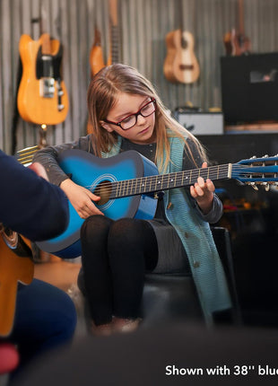 Ashthorpe 38-inch Beginner Acoustic Guitar Package (Blue), Basic Starter Kit w/Gig Bag, Strings, Strap, Tuner, Pitch Pipe, Picks