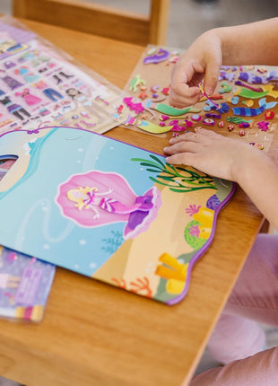 Melissa & Doug Puffy Sticker Activity Books Set of 3 – Dress-Up, Princess & Mermaid, with 208 Reusable Stickers and Fold-Out Scenes, Mess-Free Travel Toys for Kids Ages 4+ - FSC Certified