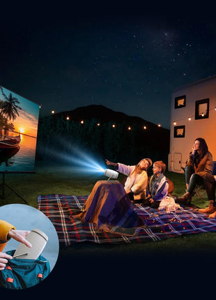 FEARWIKY Mini Portable Movie Projector with WiFi and Bluetooth, 4K 1080P Support, 180° Rotatable 130'' Screen, Auto Keystone Compatible with HDMI/USB/Smartphone/PC/Laptop