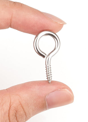 Aovchei Eye Screws, 50Pcs 1 inches 304 Heavy Duty Stainless Steel Screw Hooks, Self Tapping Eye Bolts, Indoor & Outdoor for Hanging Artwork