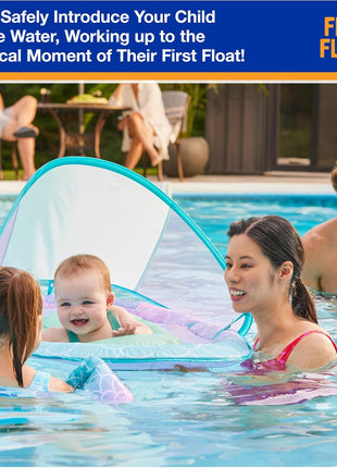 SwimWays Baby Spring Float with Adjustable Canopy and UPF Sun Protection, Blue Lobster