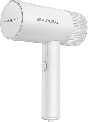 BEAUTURAL Travel Steamer for Clothes, Portable and Handheld, 1000W, White | Foldable Garment Wrinkle Remover, Fast 30s Heat-up, 120V Only (Not for 220V Europe)