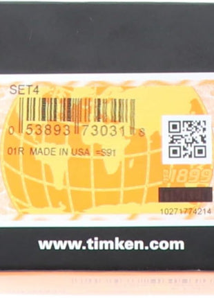 Timken SET4 L44649/L44610 Tapered Roller Bearing Cone and Cup Set, Steel, Inch, 1.0625 inch ID, 1.9800 inch OD, 0.560 inch Cup Width