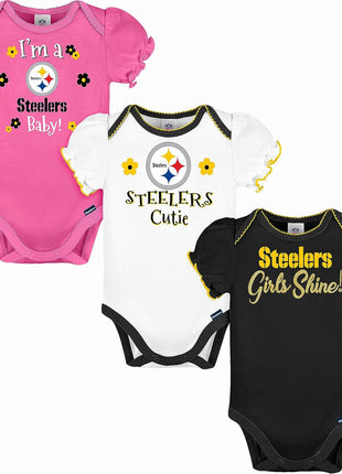 Gerber NFL Baby-Girls NFL Team 3 Pack Short Sleeve Onesie Bodysuit