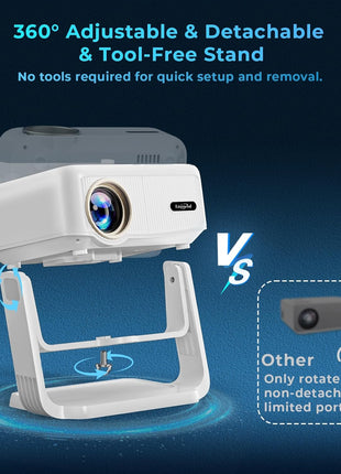 Projector with WiFi and Bluetooth,Mini-Projector: [550 ANSI & 360°Adjustable-Stand & Electric Focus & Auto Keystone], Lisowod L02 2025 Upgrade Portable 1080P Outdoor Movie Projector for Phone/TV Stick