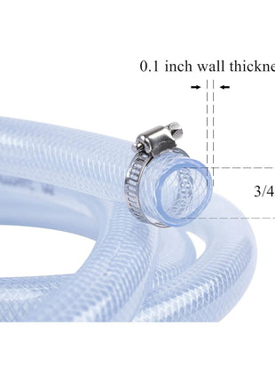JUNZHIDA High Pressure Braided Clear Flexible PVC Tubing 3/4 inch ID,10ft