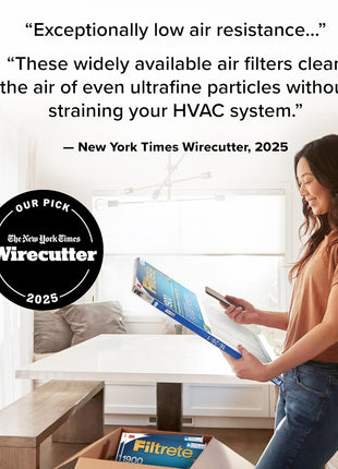 Filtrete 16x25x1 AC Furnace Air Filter, MERV 13, MPR 1900, Premium Allergen, Bacteria&Virus Filter, 3-Month Pleated 1-Inch Electrostatic Air Cleaning Filter, 2-Pack (Actual Size 15.719x24.72x0.78 in)