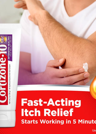 Cortizone 10 Maximum Strength Intensive Healing Itch Relief Cream, 1% Hydrocortisone, Fast Acting, Anti Itch Cream for Bug Bites, Rash, Eczema, Psoriasis, Poison Ivy, Oak, Sumac & More, 2 oz