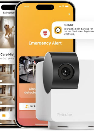 Petcube Cam 360 Camera Interactive WiFi Pet and Home Security Pan-Tilt Camera with Phone App, 1080p HD Video, 360° Rotation, Night Vision, AI Alerts